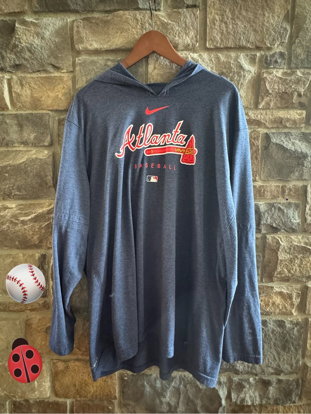 Nike Atlanta Braves Baseball Hooded Long Sleeve Shirt - XXL